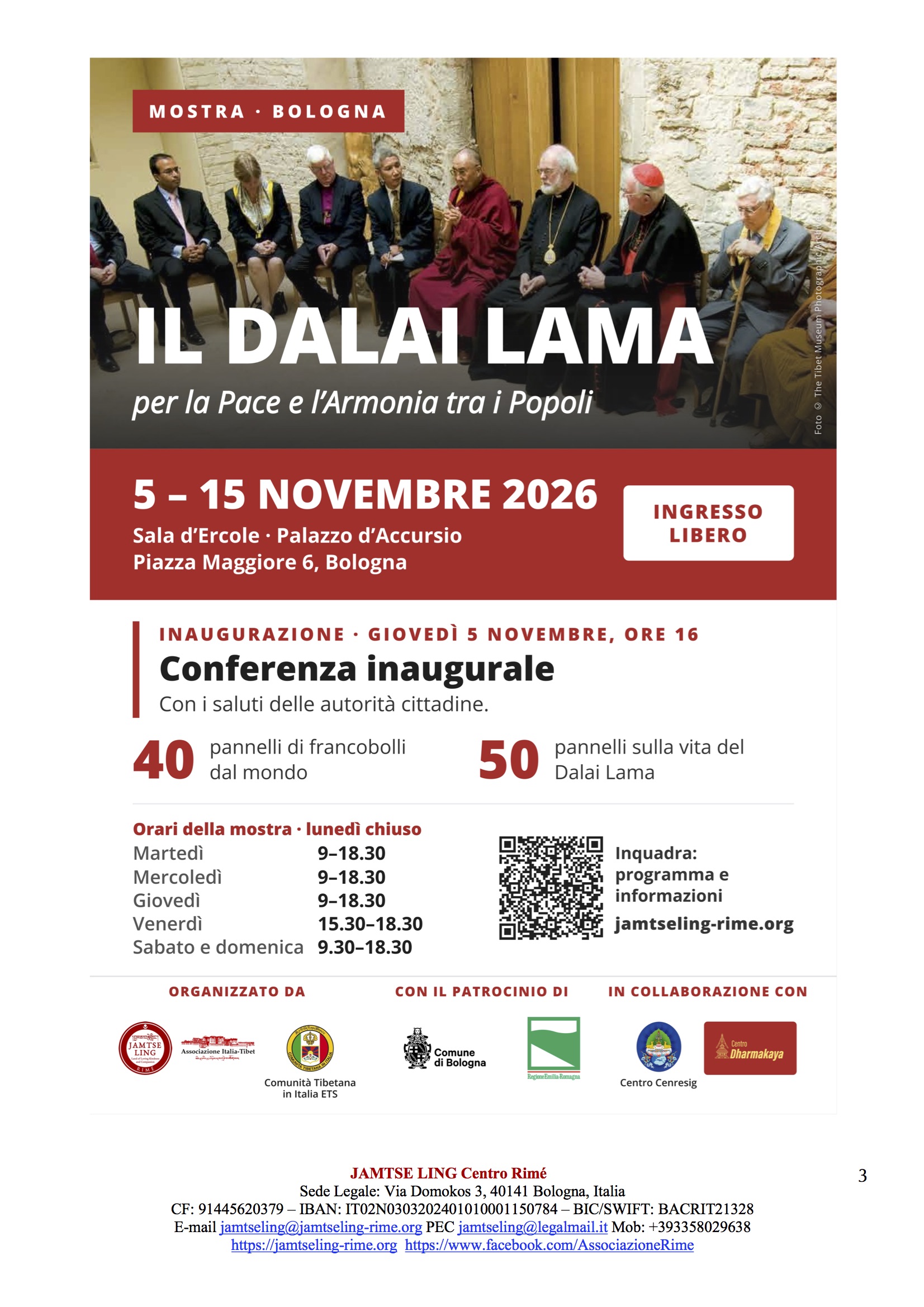 Il Dalai Lama per la Pace e l’Armonia tra i Popoli